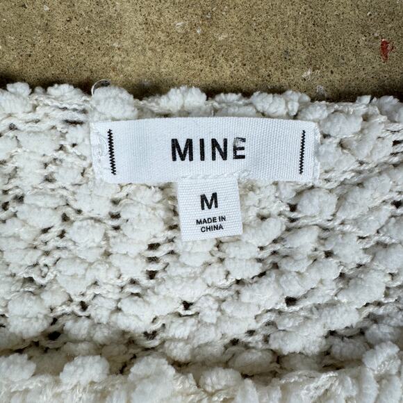 Mine Women’s Boucle Knit Sweater White Medium Minimalist Quiet Luxury Pullover - Picture 6 of 11